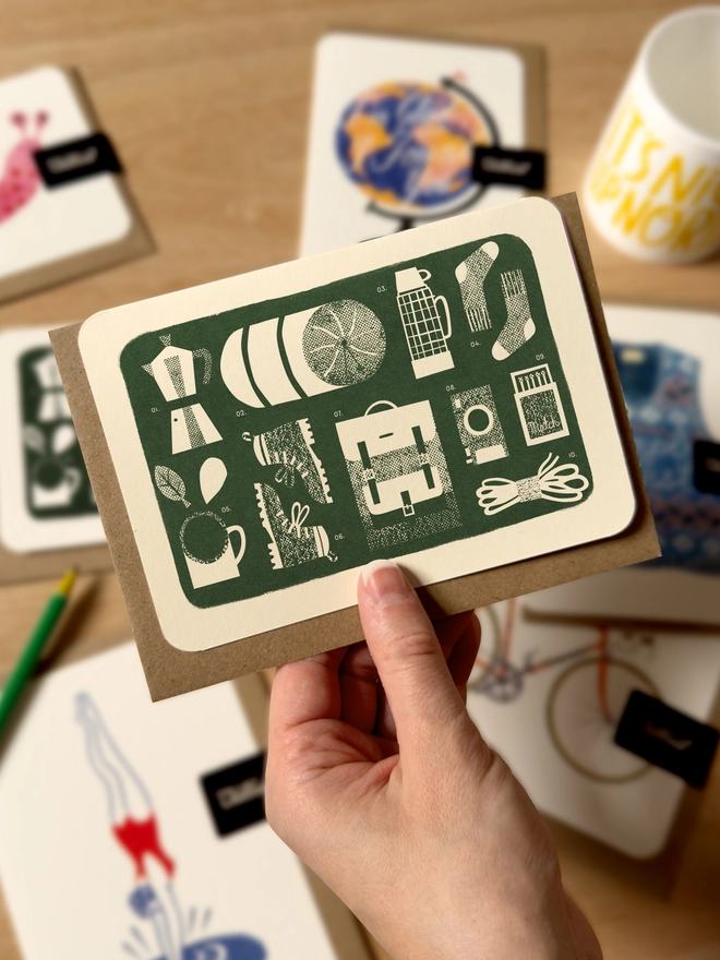 Hiking Essentials Greetings Card