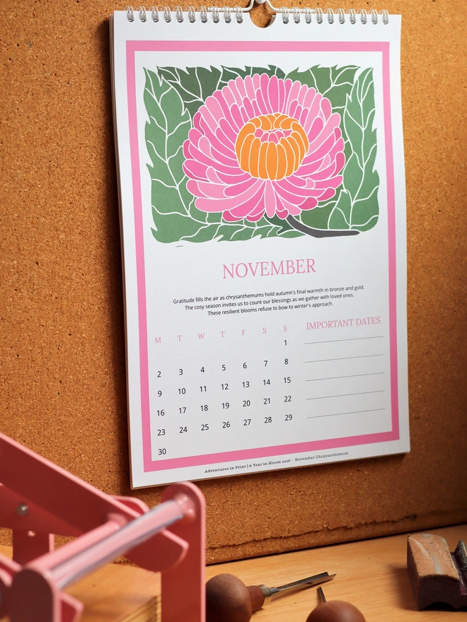 Colourful birth flower wall calendar for 2026
