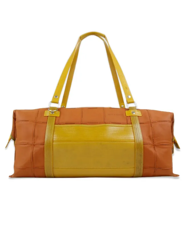 Rescued leather and fire-hose Weekend bag 