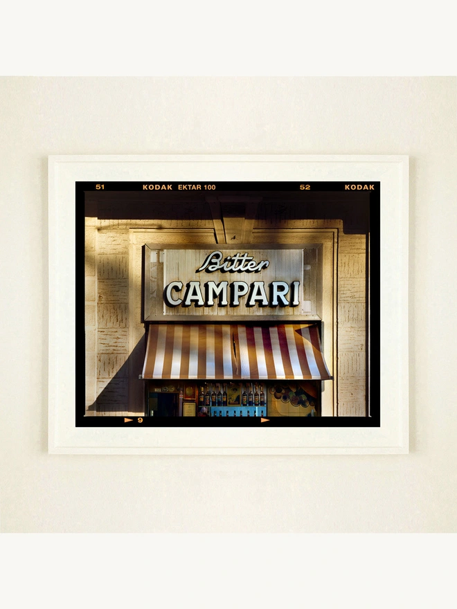 Bitter Campari Sign Large Framed in White