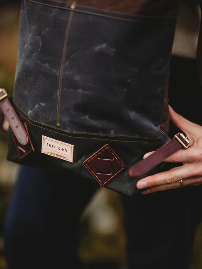 waxed canvas leather rolled baxkpack