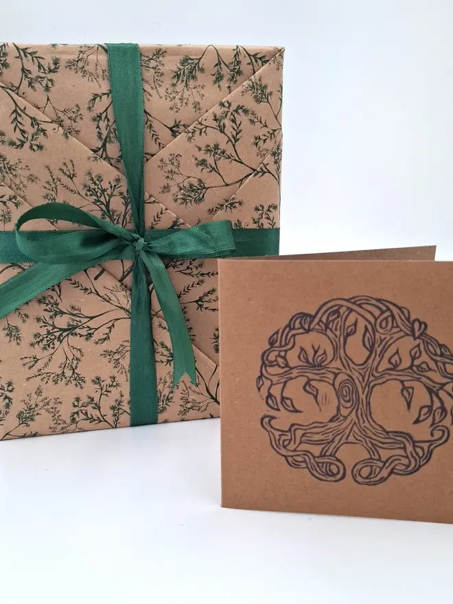 Optional gift wrapping with hand printed original card