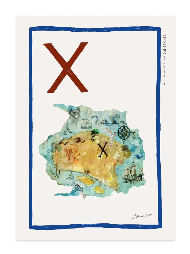 signed a-z alphabet prints. x marks the spot print with the letter 'x' in the corner.