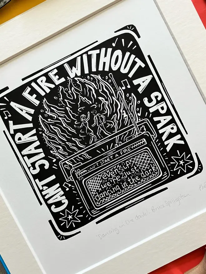 bruce springsteen dancing in the dark lino print