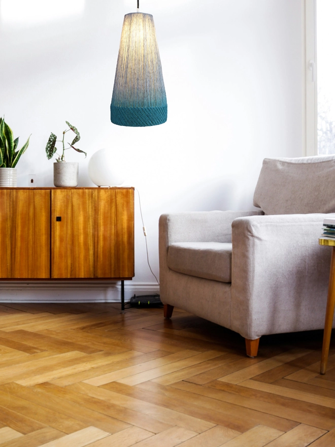 Linear Dip Dyed Portland British wool pendant lampshade (image: space joy Unsplash)