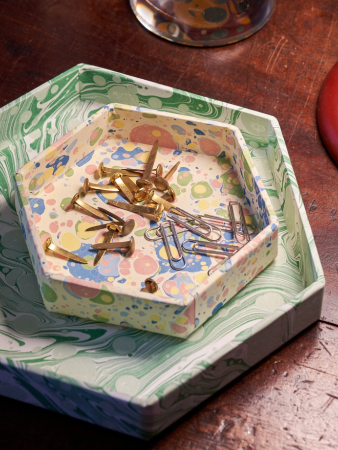 Hexagonal Large Trinket Tray. A selection of available trays.