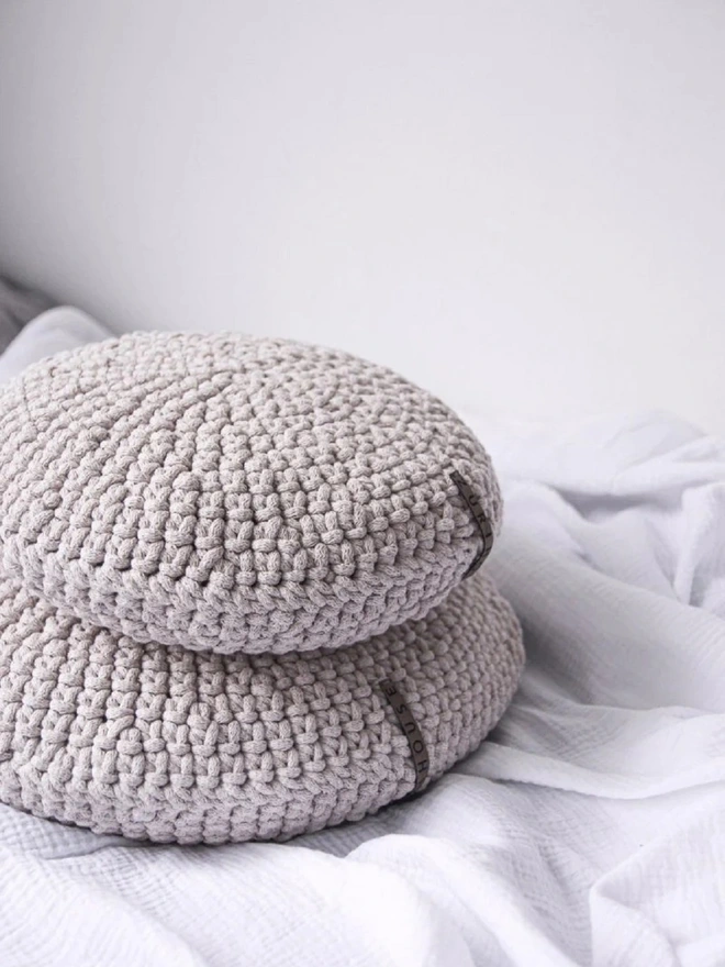 hand crocheted round cushions