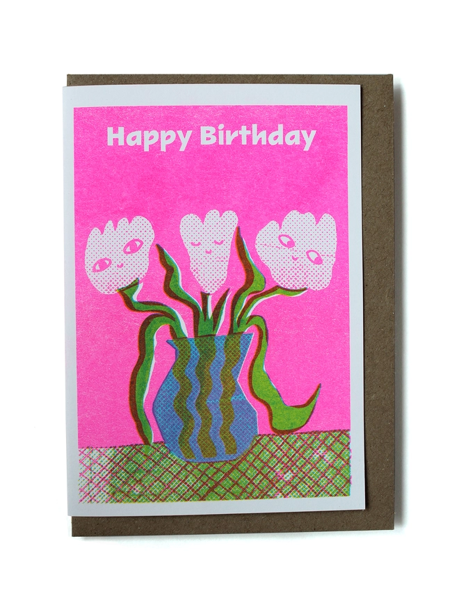 'Happy Birthday' A6 Birthday Flowers Card