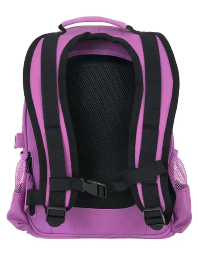 Back view of the Beltbackpack in purple with cheststrap.