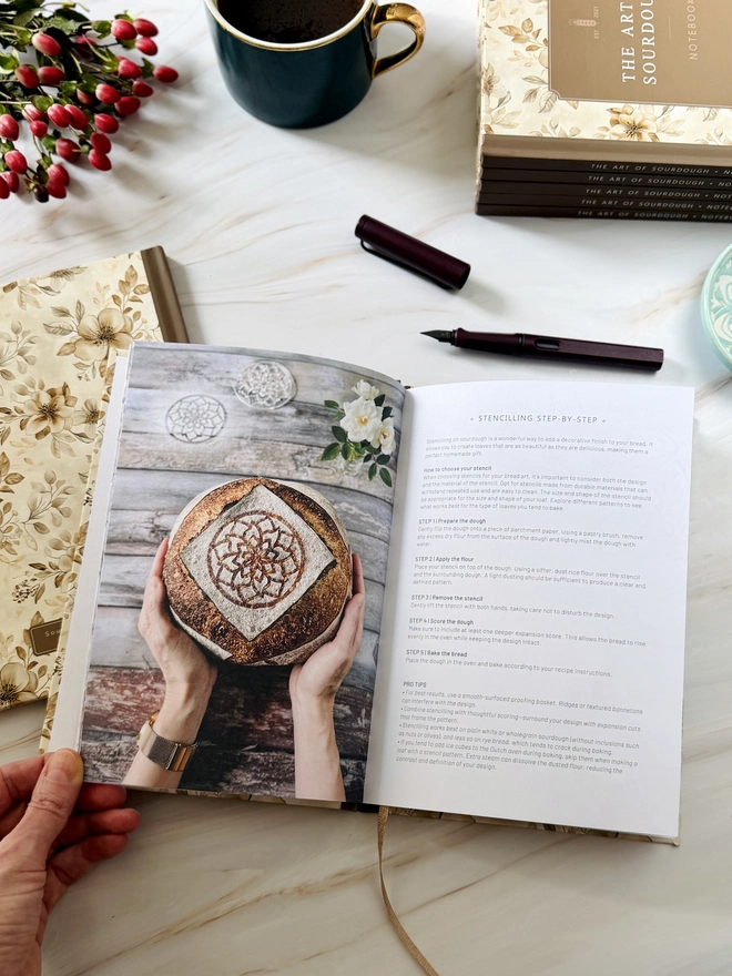 The art of sourdough notebook - stencilling 