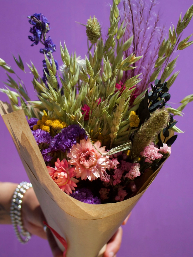 Everlasting dried flowers, natural dried flowers, bunny tails, pink flowers, dried flower bouquet, home , 