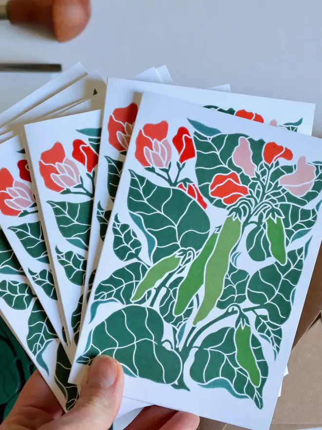 runner bean print notecard set