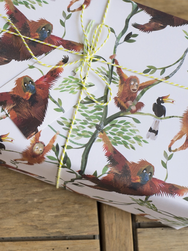 Swinging Orangutans Wrapping Paper