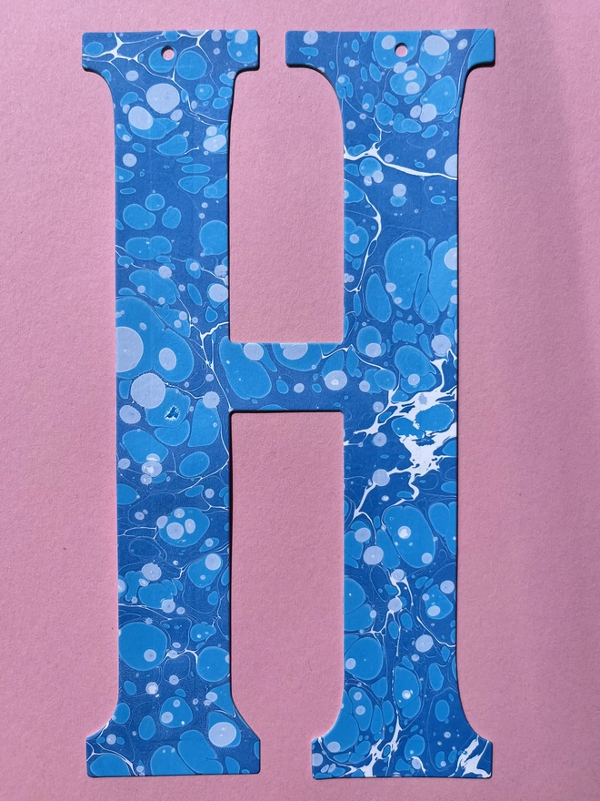 Hand-marbled happy birthday garland letter