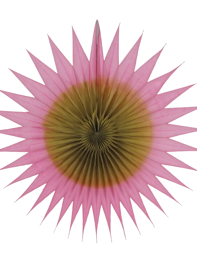 Pointed Two-Tone Fan 40cm, Rose & Olive