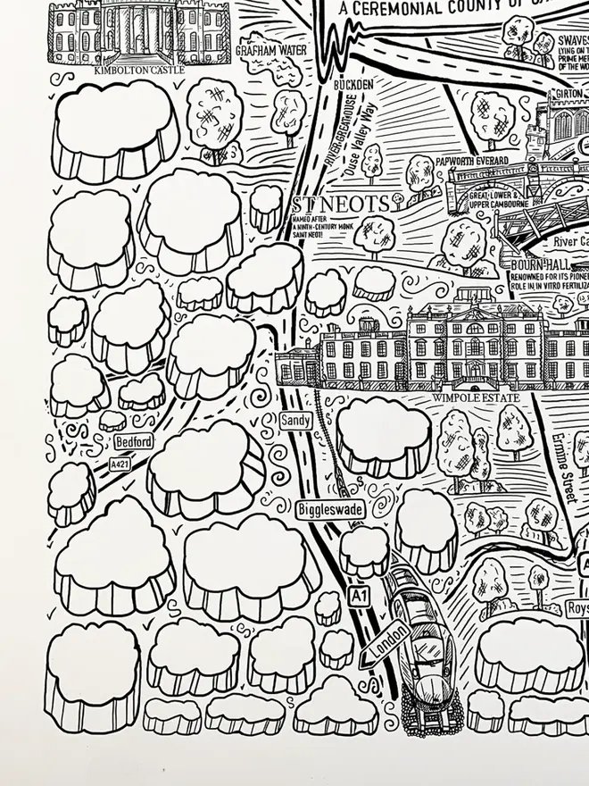 Cambridgeshire Poster Wall Art Print Bottom Left