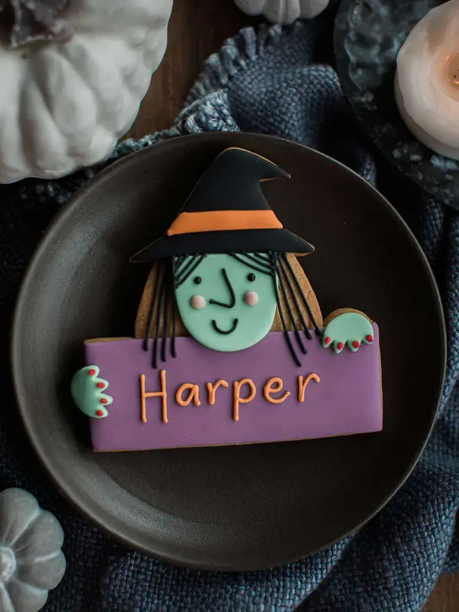 Personalised Halloween Biscuit Witch
