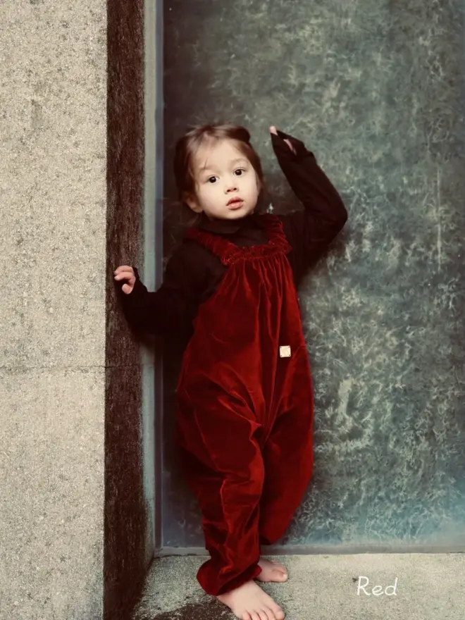 velvet dungarees red

