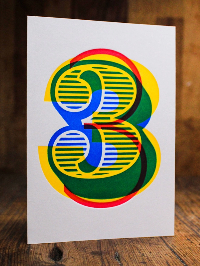 3rd Birthday / 3rd Anniversary Typographic Letterpress Card