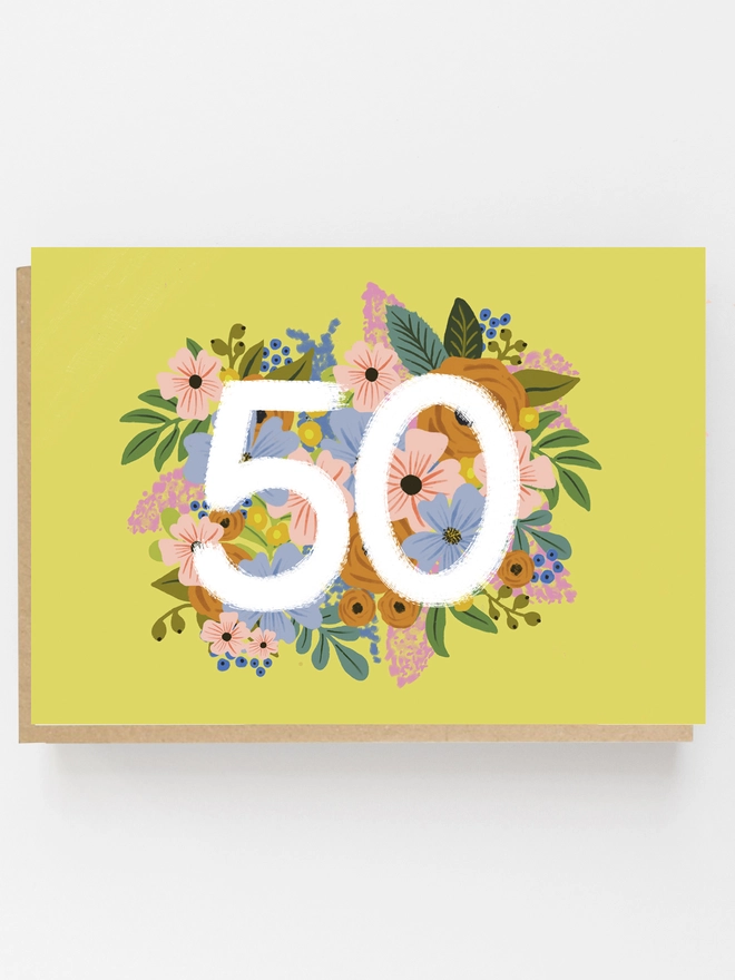 floral 50th birthday card