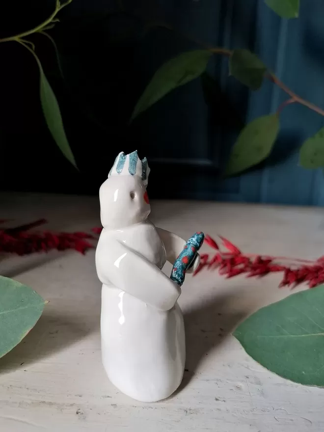 Carol ceramic unique hand painted snowman Christmas decoration