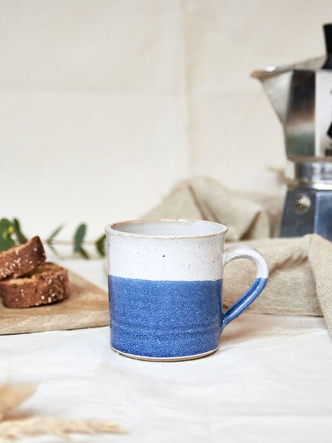 Dark Blue and White Small Ceramic Mug