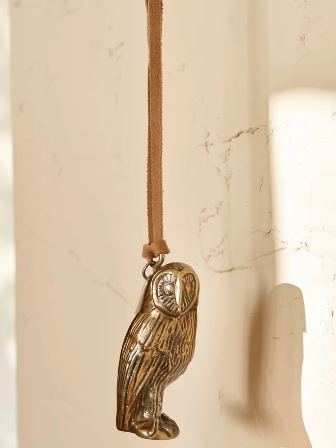 Owl Hanging Decoration with suede cord