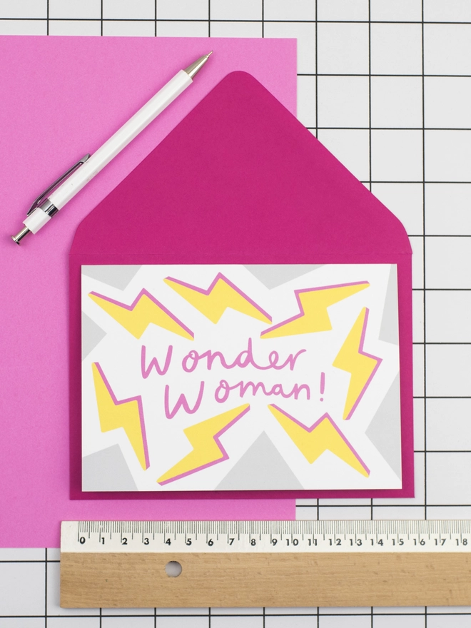 wonder woman lightning greetings card