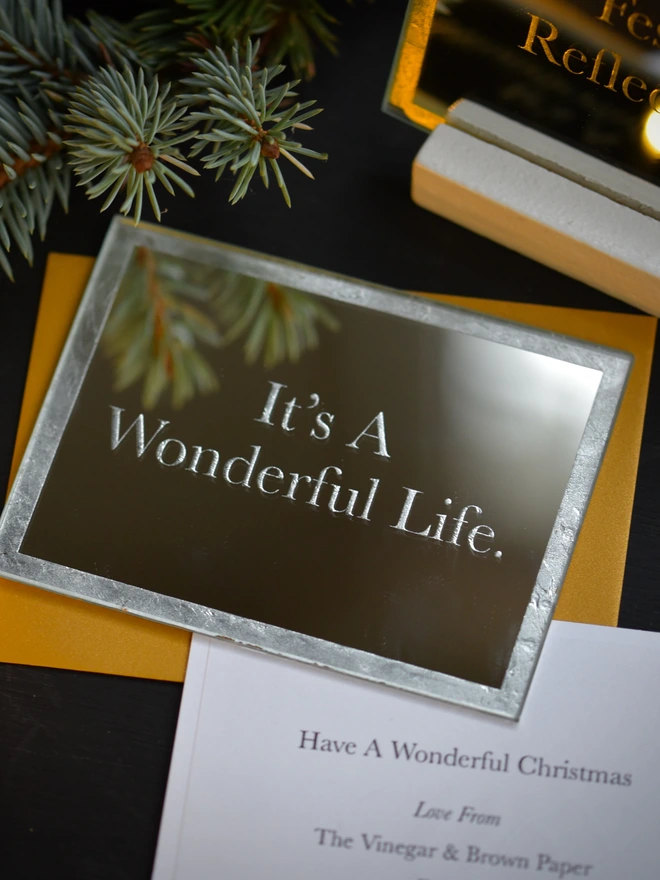 it's a wonderful life christmas card mirror