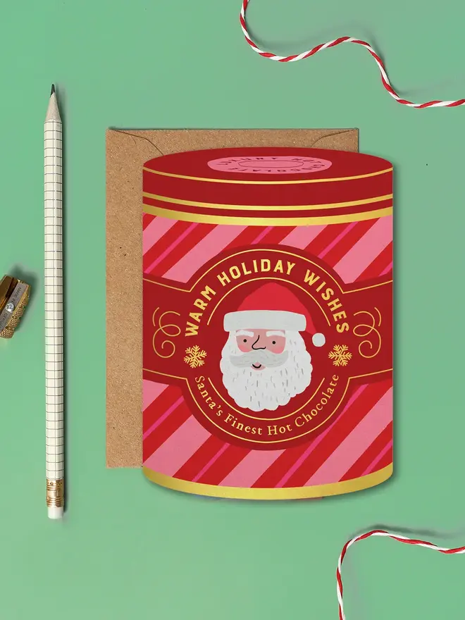 'Warm Holiday Wishes' Santa's Hot Chocolate Christmas Card