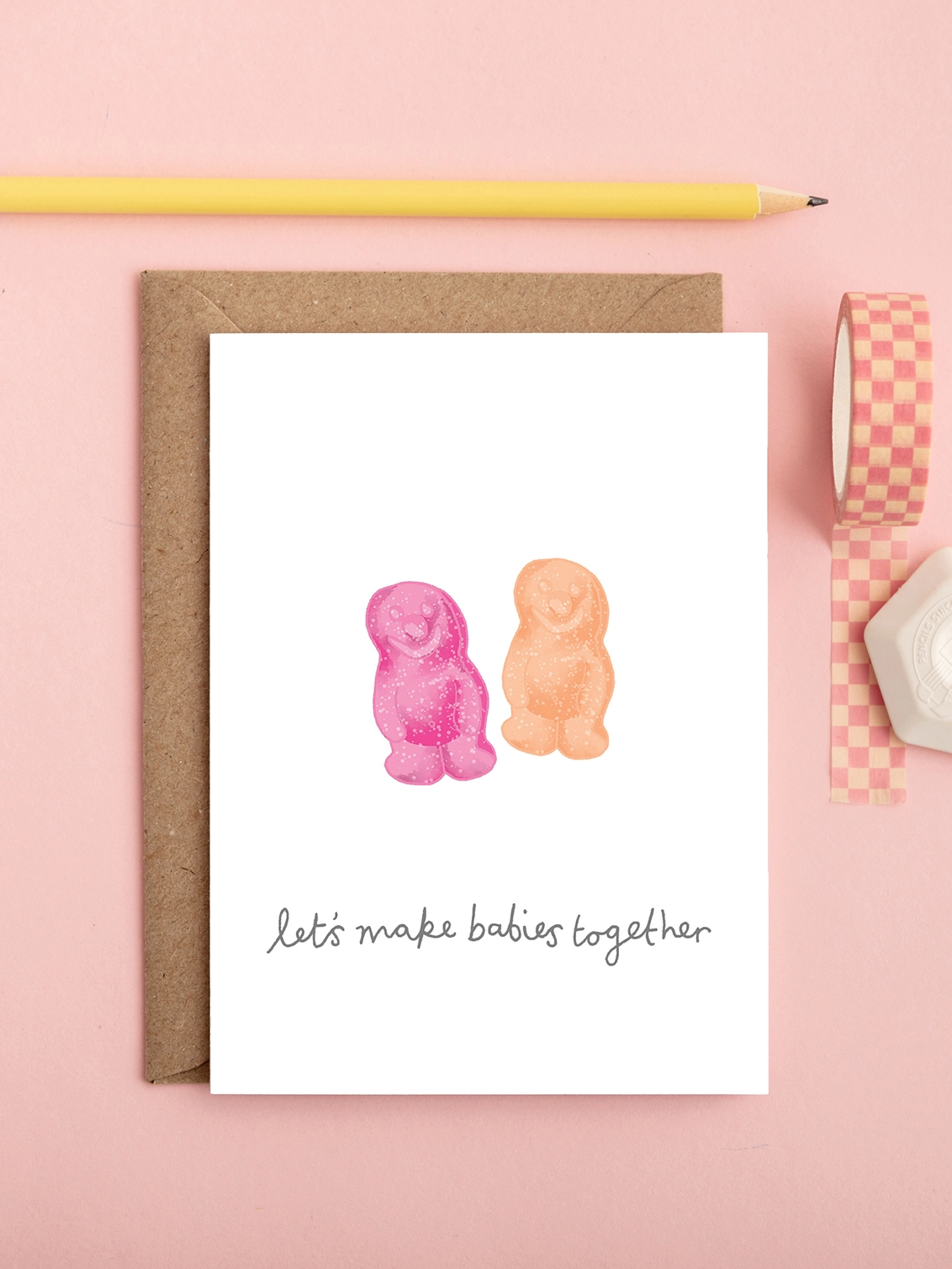 A funny love or valentines card featuring jelly babies