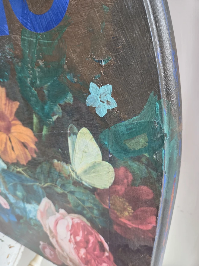 Unicorn art panel made from an upcycled table-top.