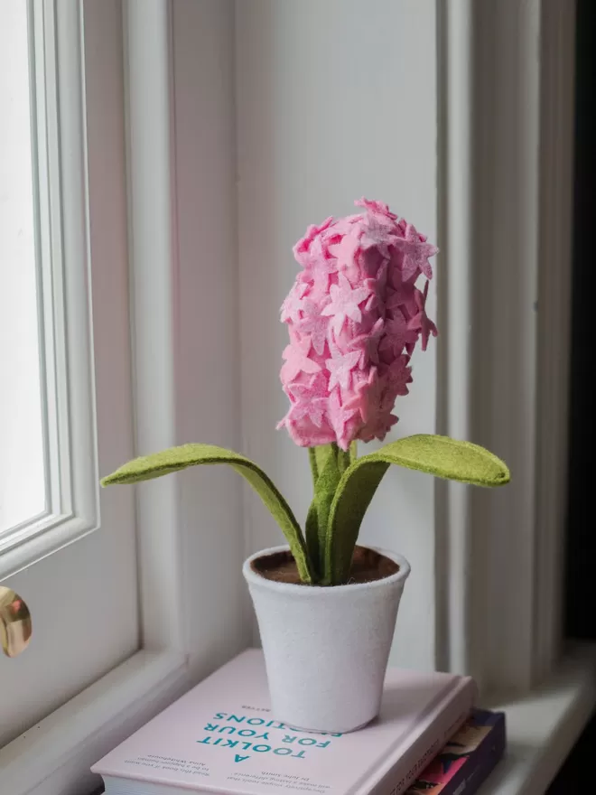 Little Egg pink Felt Faux Hyacinth Plant.