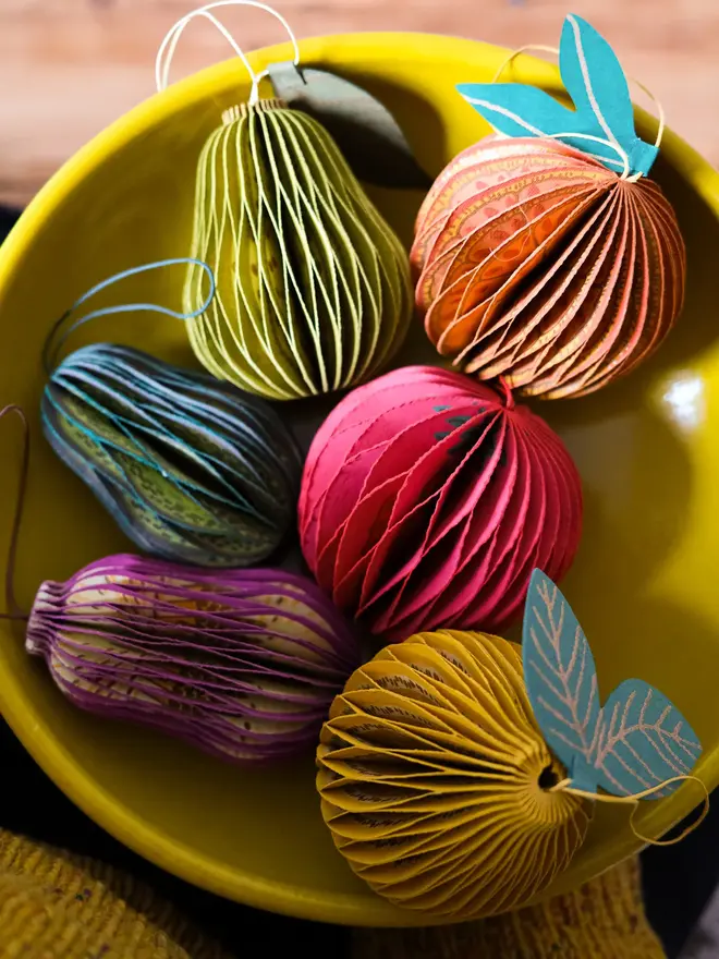 Orange Honeycomb Ornament (Set Of 6)
