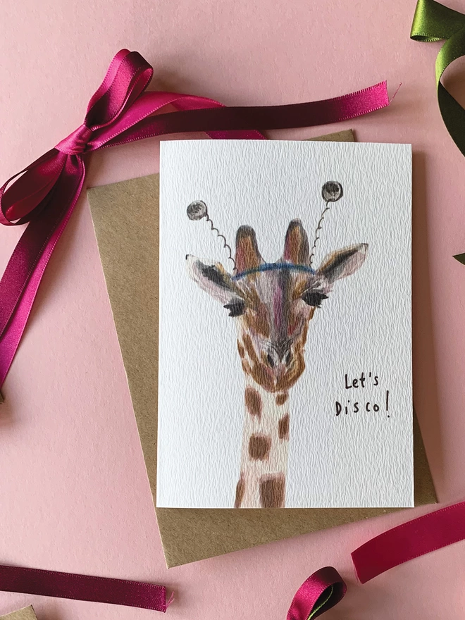 Giraffe with deely boppers Birthday Card