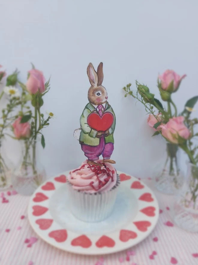 Boy rabbit cake topper