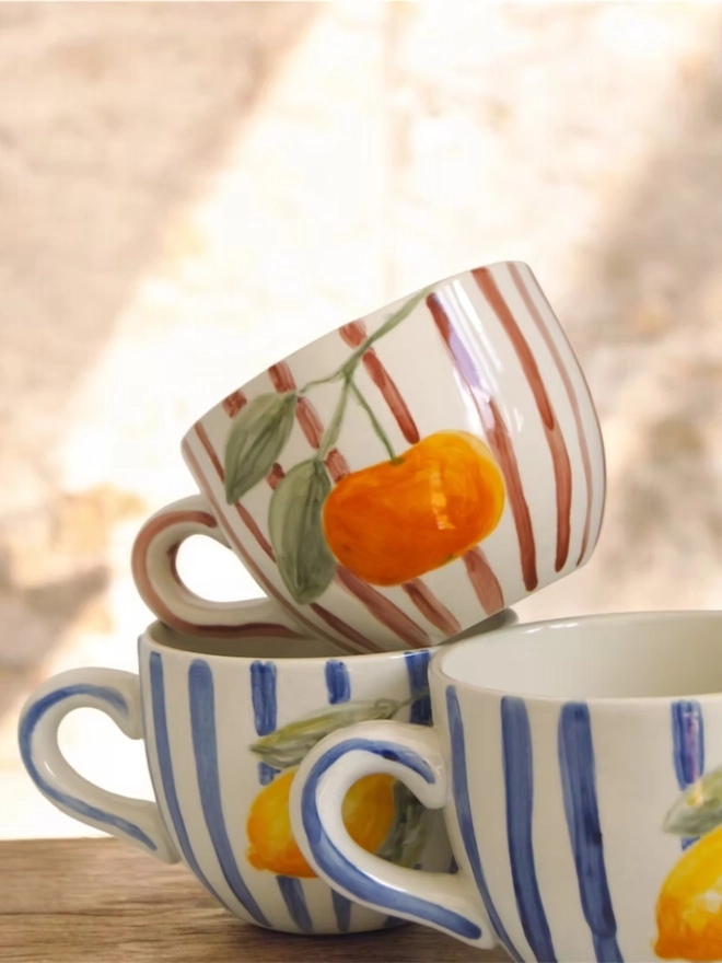 Striped 'Sole Mio' Cocoa Mug
