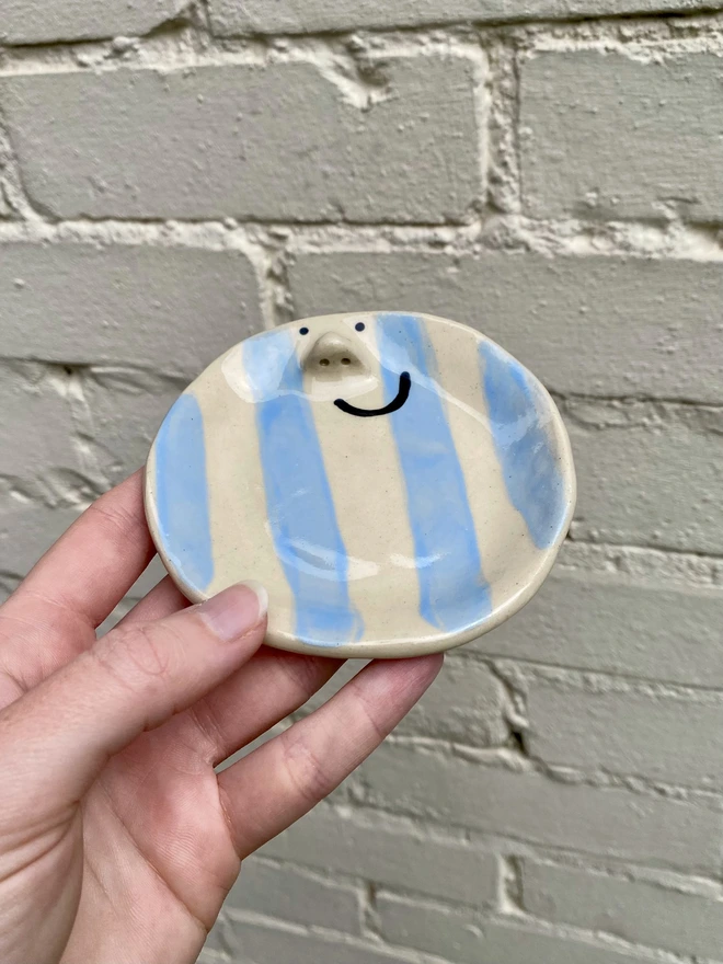 blue stripe trinket tray