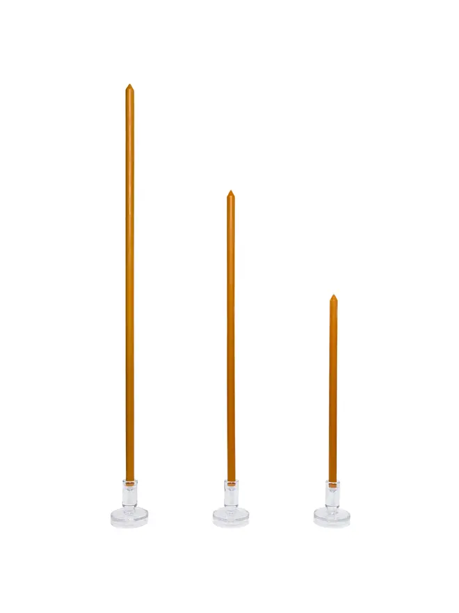turmeric taper candle pair