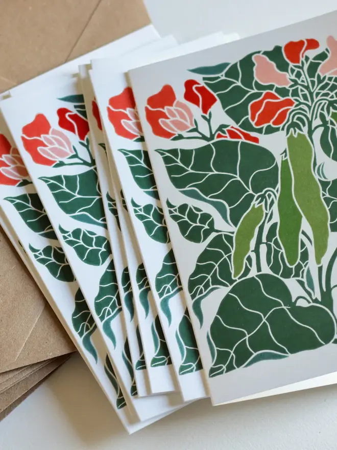 runner bean print notecard set