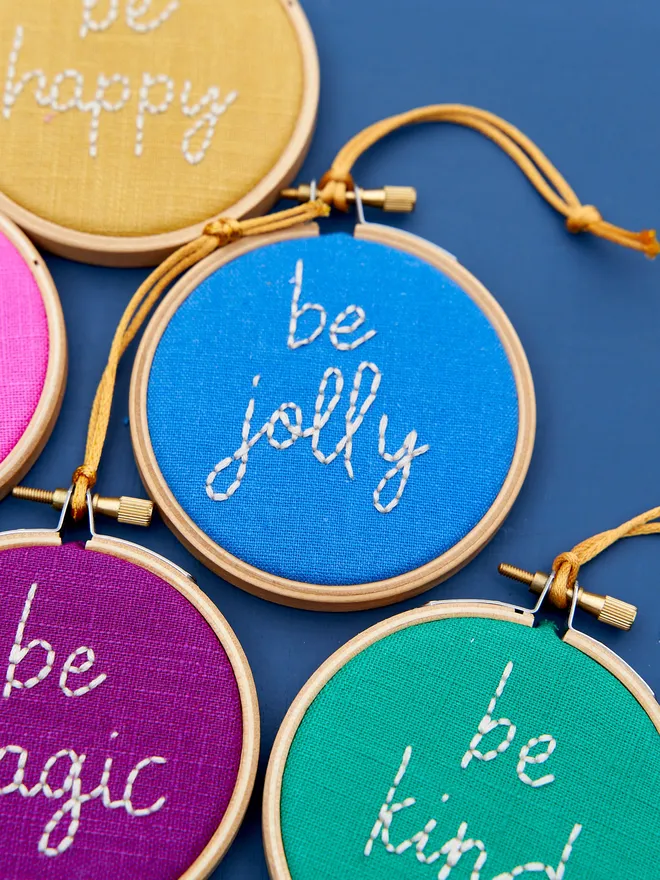 Personalised colourful embroidered Christmas tree decoration