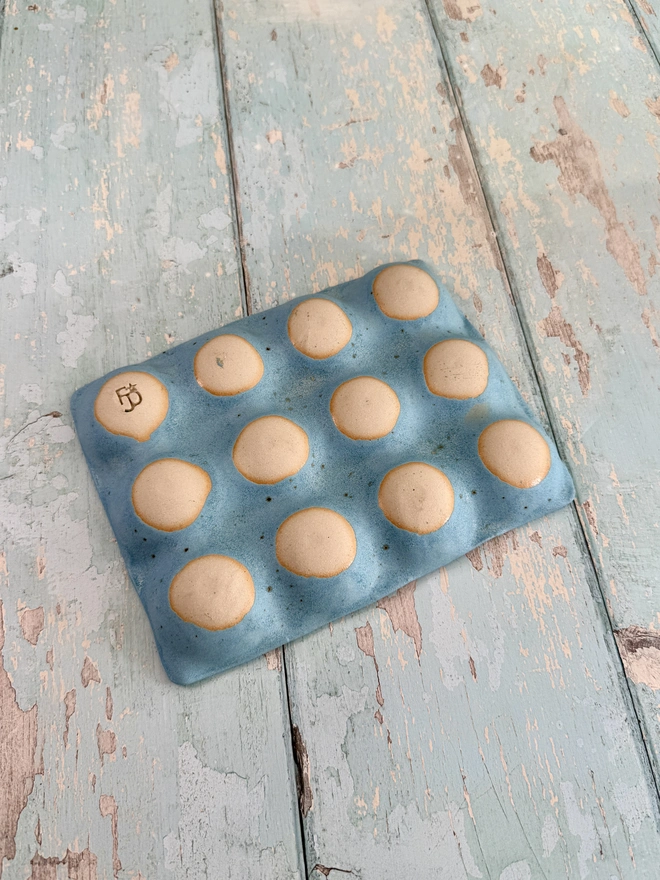 Blue Ceramic Egg Tray kitchen storage 