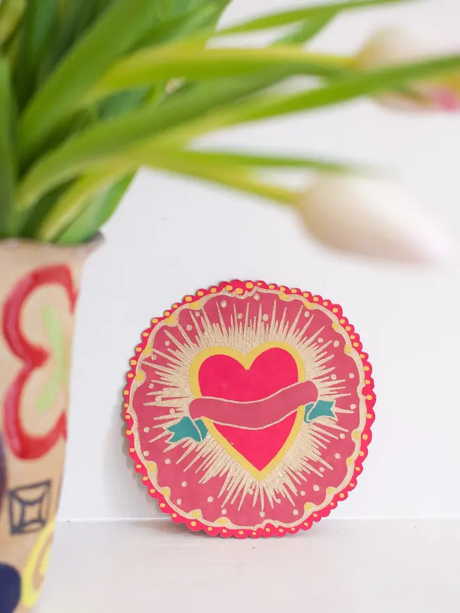 ribbon heart pink valentines love card