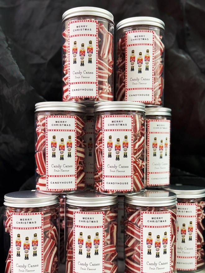 Tall Jar Candyhouse Milk Chocolate Christmas Gift Santa Snowman Pudding Crumbly Mints Candy Cane