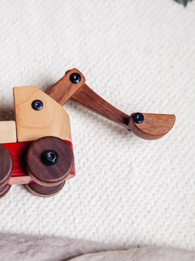 Walnut & Padauk Excavator Wood Heirloom Toy