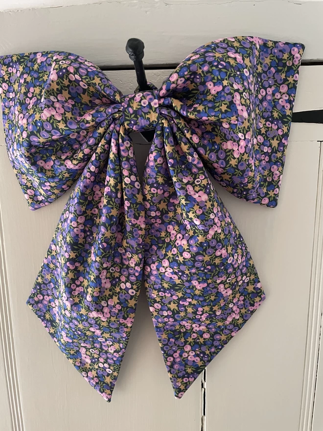 Oversized Christmas Bow in Liberty London Print Wiltshire Stars Purple