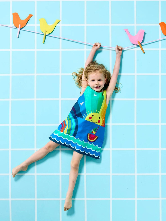 girls' rainbow summer holiday dress