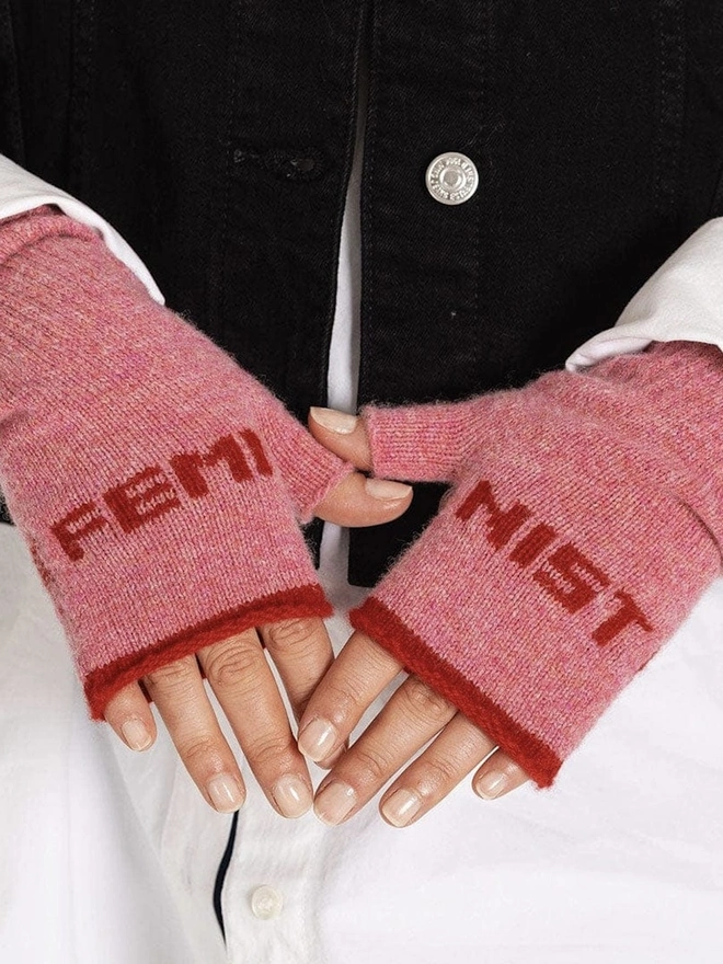 "Feminist" Fingerless Gloves 