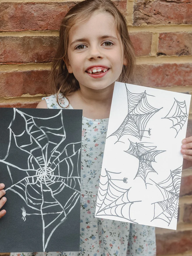 Art project for children inspired by artists looking at spiders and webs