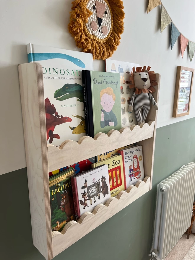 Scalloped plywood wall shelf